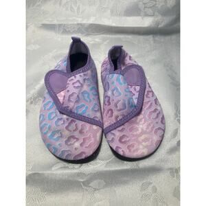 Kids Water Shoes Size 12 Purple Pink 7" Length Slip On Stained Top